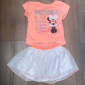 minnie mouse skirt and shirt outfit - 3t